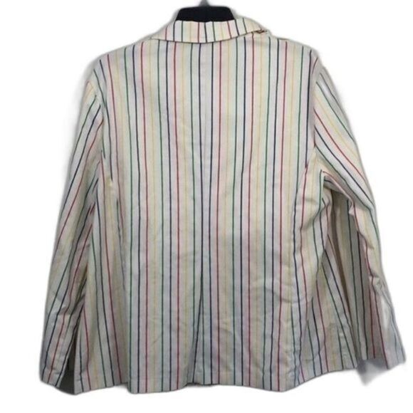 Striped Blazer Jacket Career Casual Colorful Spring Summer Coat - Picture 2 of 13